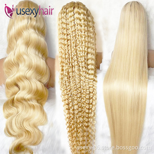 100% Mink Raw Virgin Cuticle Aligned Brazilian Blonde Lace Frontal Wig Human Hair 613 transparent Lace Front Wigs With Baby Hair